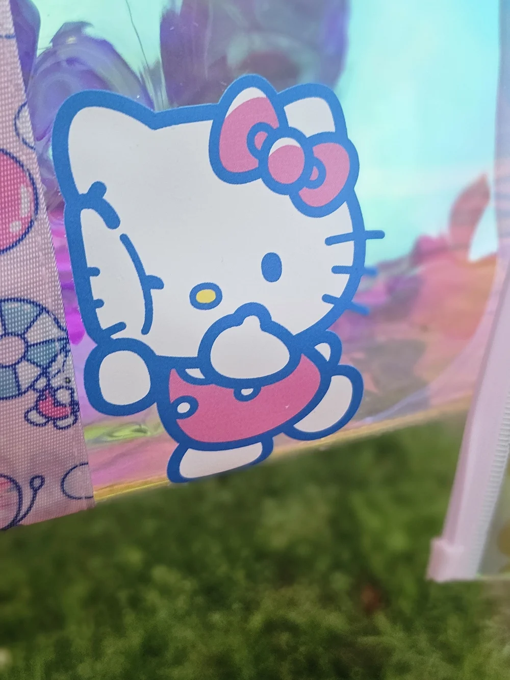 Hello Kitty Holographic Clear Tote with Pink Trim and Character Straps